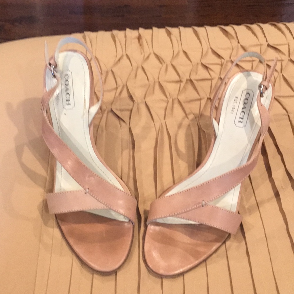 Coach Nude Leather Slingback Sandals | Designer Chic Summer Heels | Size 8